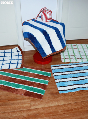 韩国ins风植绒地垫入户毛绒脚垫客厅卧室床边毯加厚防滑垫 茶几垫