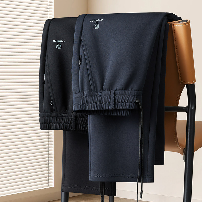 深裆高腰秋季男士休闲裤加大码宽松直筒长裤春秋中年胖哥运动裤男