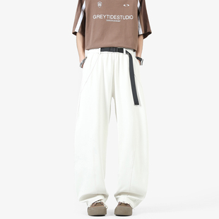 潮牌弯刀裤 百搭直筒阔腿休闲长裤 男2025大码 宽松卫裤 秋季 胖子美式