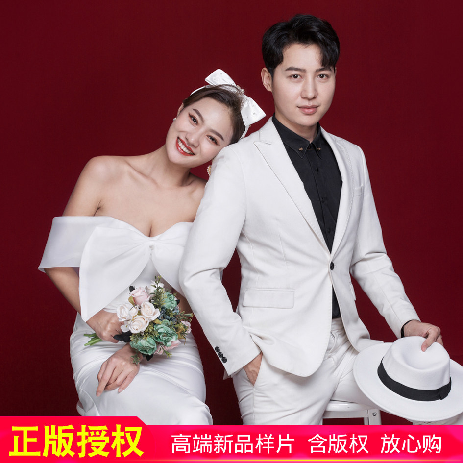 2023年影楼婚纱照样片展会小清新结婚登记高端纯单色新款韩式样片