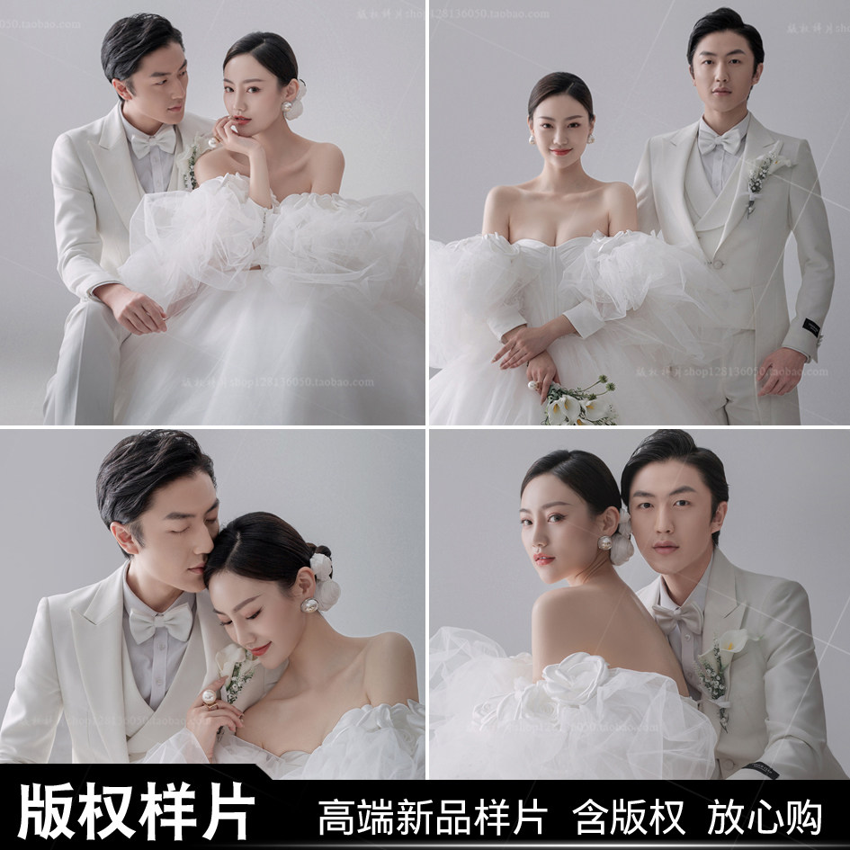 展会婚纱照新款客样影楼高端单色小清新薇拉白纱韩式样片