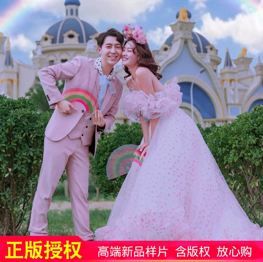 影楼婚纱照森系外景新款版权客片高端情侣可爱文艺小清新彩纱样片