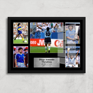 迭戈·阿曼多·马拉多纳签名相框摆件生日礼物足球周边装饰画卧室