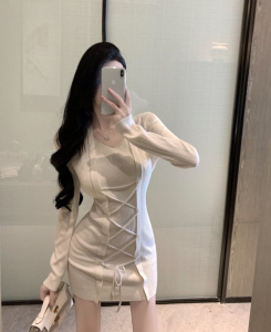 PS10801# 坑条绞花毛针织裙 服装批发女装直播货源