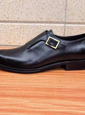 意大利手工男鞋头层牛皮一脚蹬孟克鞋英伦百搭商务皮鞋男真皮尖头