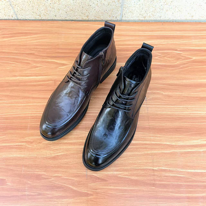 牛皮靴子男真皮中帮棉鞋保暖尖头