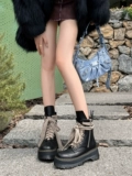 Martens, летние короткие сапоги на платформе, из натуральной кожи, женский стиль, коллекция 2023, средней длины, подходят для весны и осени
