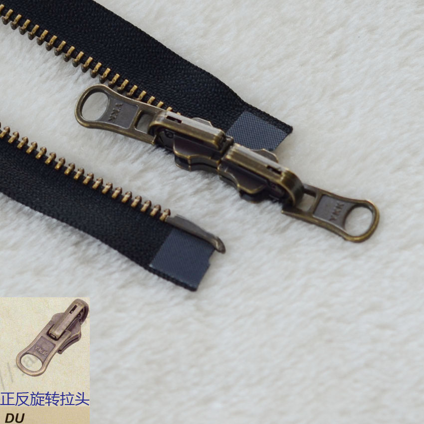 YKK正反拉链 5号青古铜双开50-120cm 羽绒服正反黑DU拉链 YKK拉链