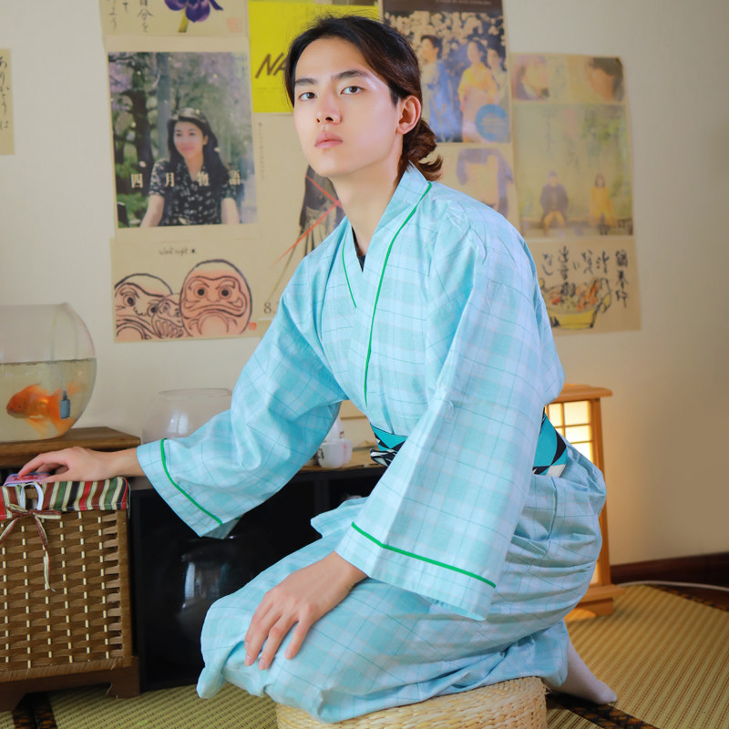 일본 순면 목욕 가운 남성 봄 여름 얇은 잠옷 기모노 유카타 신선한 가디건 확장 홈 일본식 재킷