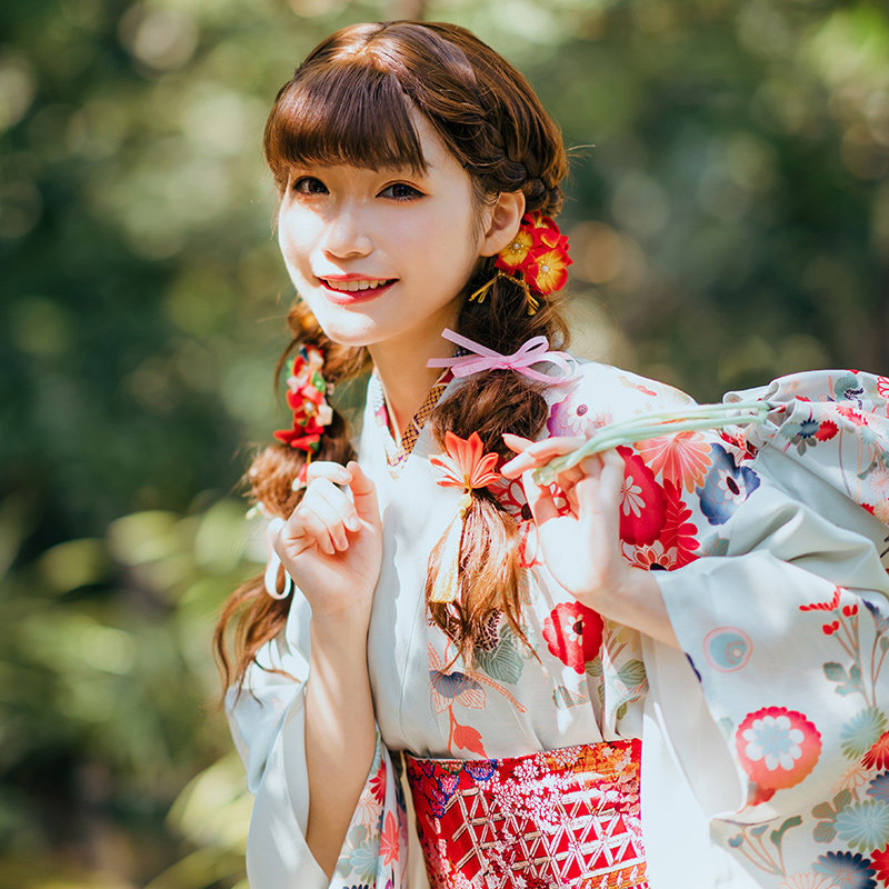 和风樱之美神明少女和服夏季正装日本和服振袖抗皱材质