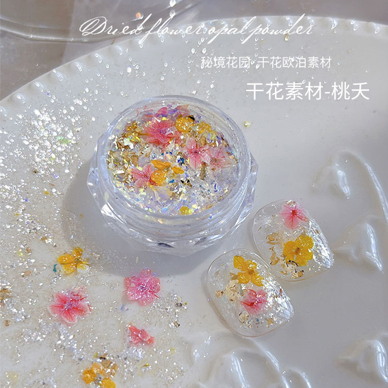 美甲干花欧泊粉美甲专用材料偏光梦幻七彩仙女云锦粉指甲亮片装饰