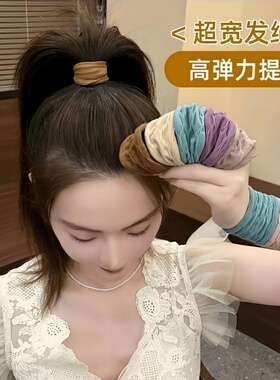 高弹提花超宽圆形发圈扎马尾百搭