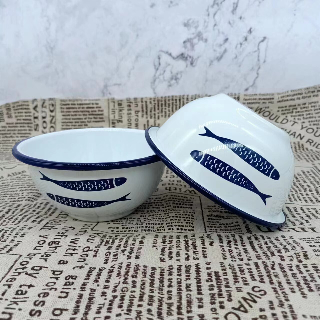特厚搪瓷饭碗出口外贸小碗餐厅火锅小饭碗学生吃面碗甜品碗小汤碗