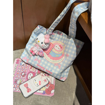 韩系小众Hellokitty格纹手提包