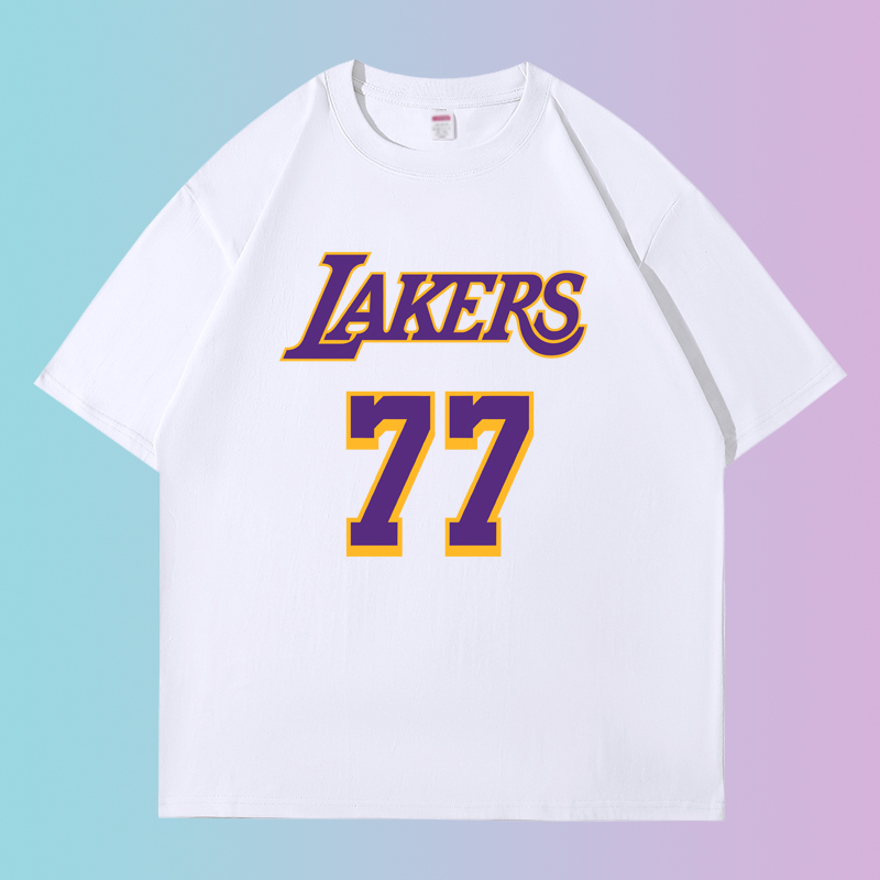 东契奇湖人短袖t恤77号球衣美式嘻哈百搭运动男印花训练投篮服夏