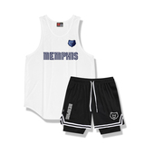 无袖 灰熊队篮球背心短裤 莫兰特同款 男假两件速干运动裤 t恤夏 套装