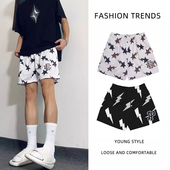 潮流星星运动裤 四分不过膝速干训练复古网眼健身夏季 篮球短裤 美式