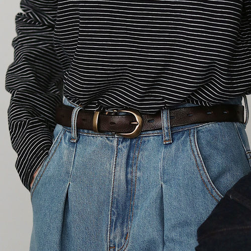 皮轩阁女镂空头层牛皮铜免打孔