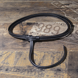 可绕两圈2024新款 饰腰链女造型腰带棕色 双圈牛皮细腰带配饰皮带装