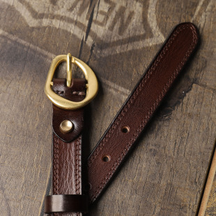 手工纯牛皮细皮带真皮设计感小众复古百搭头层牛皮女腰带配牛仔裤