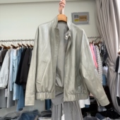 复古老钱风立领皮衣女2026春款 百搭减龄机车风慵懒外套潮 宽松时尚