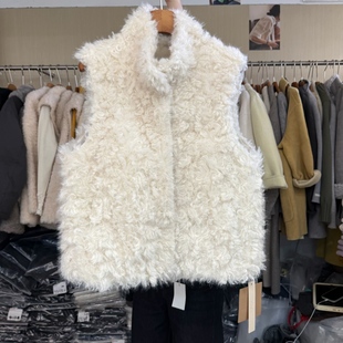 韩版仿羊羔毛马甲女2025秋冬皮毛一体毛绒短外套百搭环保皮草