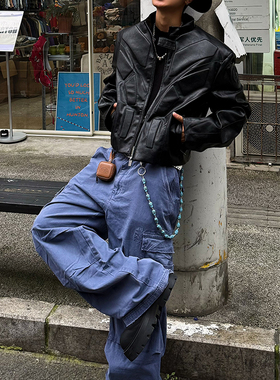 BLOOD RULE法工蓝cargo复古做旧cleanfit美式直筒男女cargo工装裤