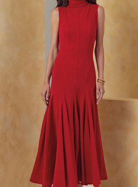 红色修身针织连衣裙欧美性感长裙夏季量身定制tailored dresses