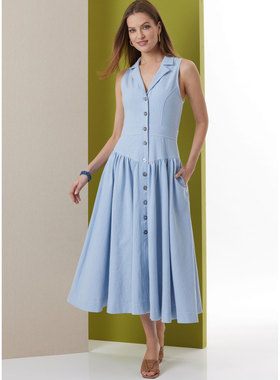 浅蓝色无袖A摆修身衬衫连衣裙欧美优雅精致定制做 tailor dresses