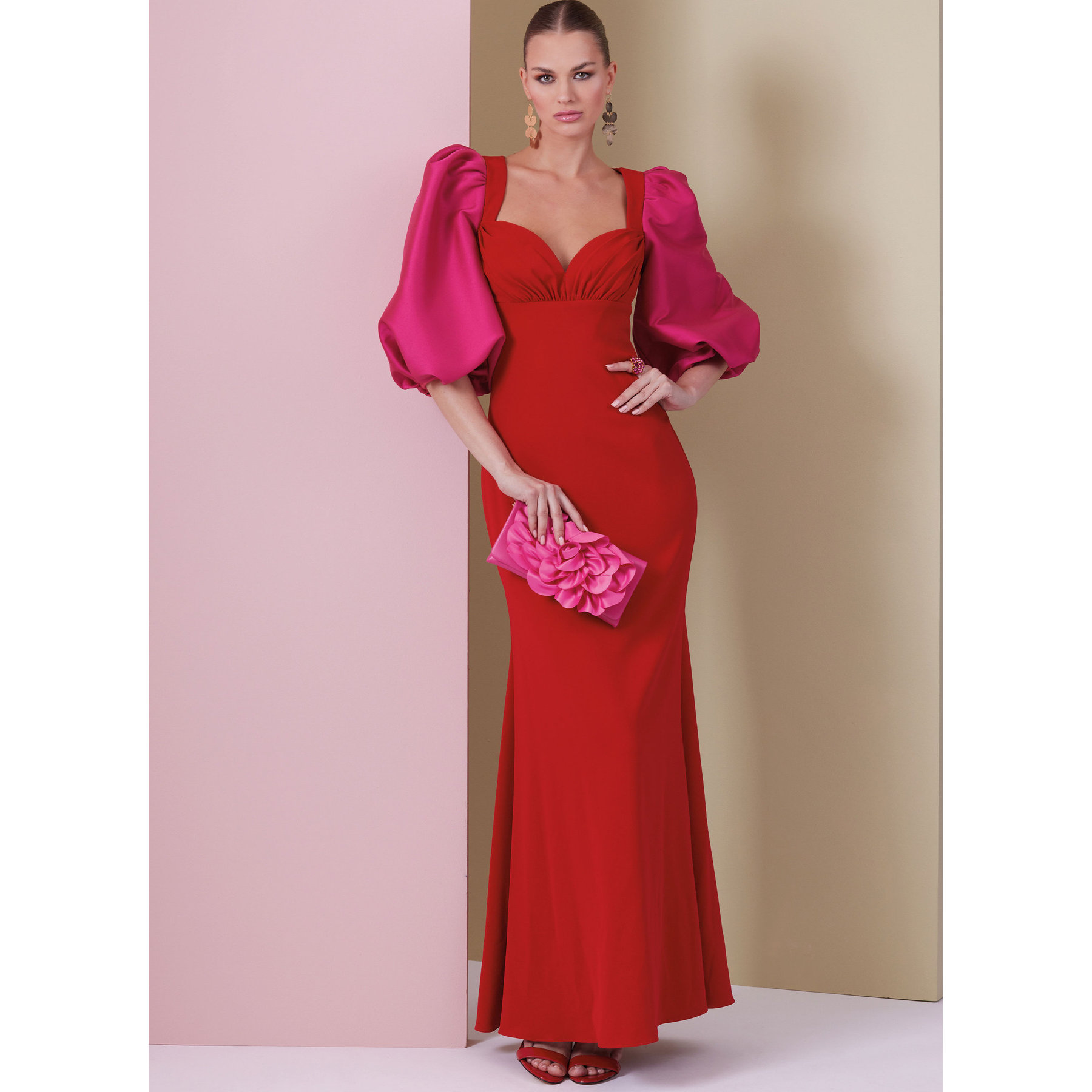 玫红色主持婚礼晚宴礼服连衣裙优雅欧美定制做 tailored dresses