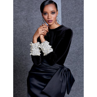 黑色高贵优雅丝绒缎面连衣裙欧美性感夏量身定制tailored dresses