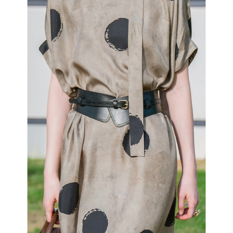 荣太设计时尚优雅宽腰带女真皮束