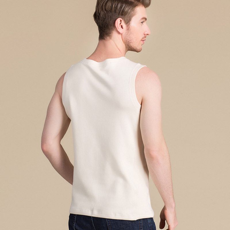 真丝拉绒舒适保暖背心男士蚕丝加绒加厚打底内衣无袖坎肩秋冬新款