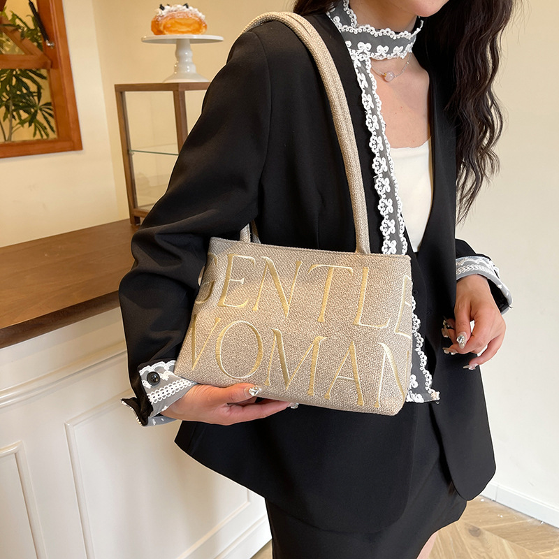 Gentlewoman编织芭蕾包包2025新款字母刺绣质感腋下包小众单肩包