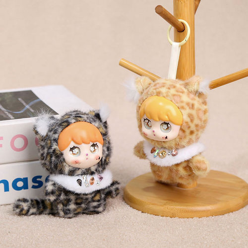 搪胶娃娃花豹挂件网红豹纹搪胶洋娃娃可爱毛绒玩具公仔包包小挂饰