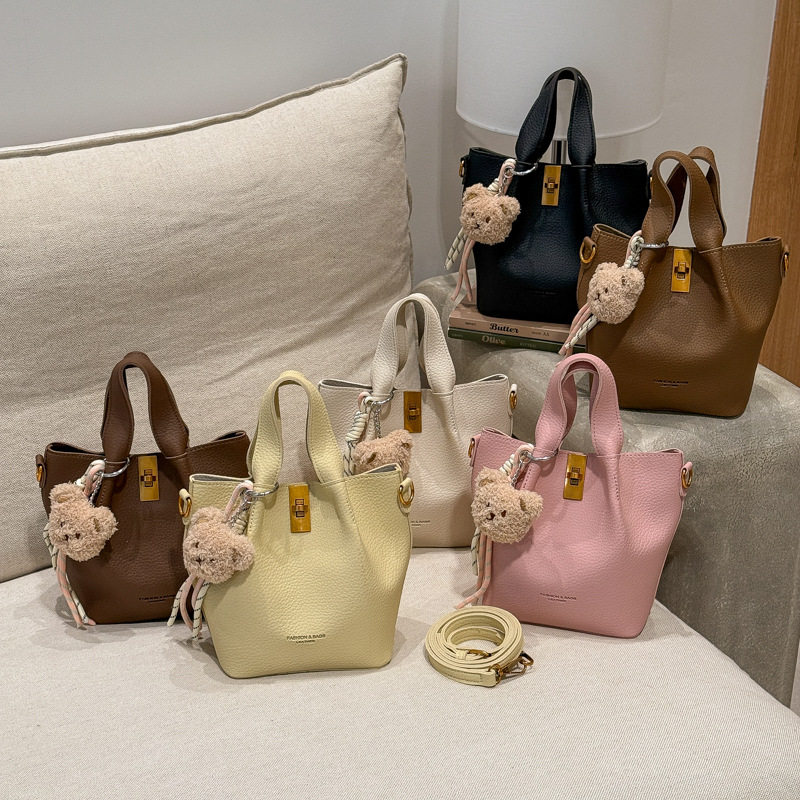 韩版小众荔枝纹手拎水桶包包女2026新款慵懒风百搭洋气单肩斜挎包,箱包皮具/热销女包/男包,水桶包,淘宝优惠券,粉丝福利购,淘宝优惠卷