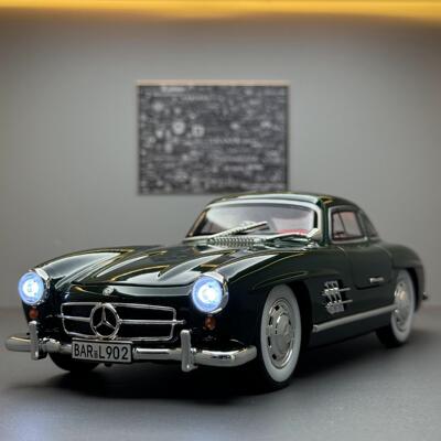 车致合金车模1比24大奔300SL老爷车带声光回力玩具车音效模型摆件