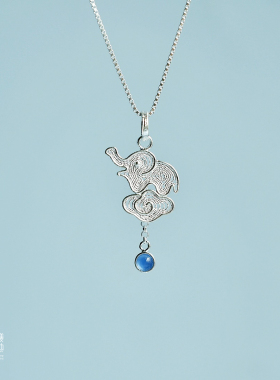 姜央镶嵌天然蓝玛瑙纯银男女通用