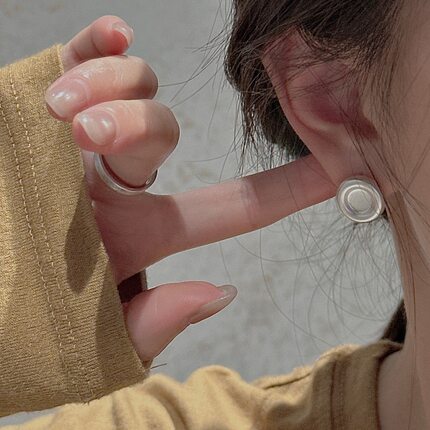S925纯银韩版小众设计感复古哑光圈圈耳环韩国风个性耳饰品