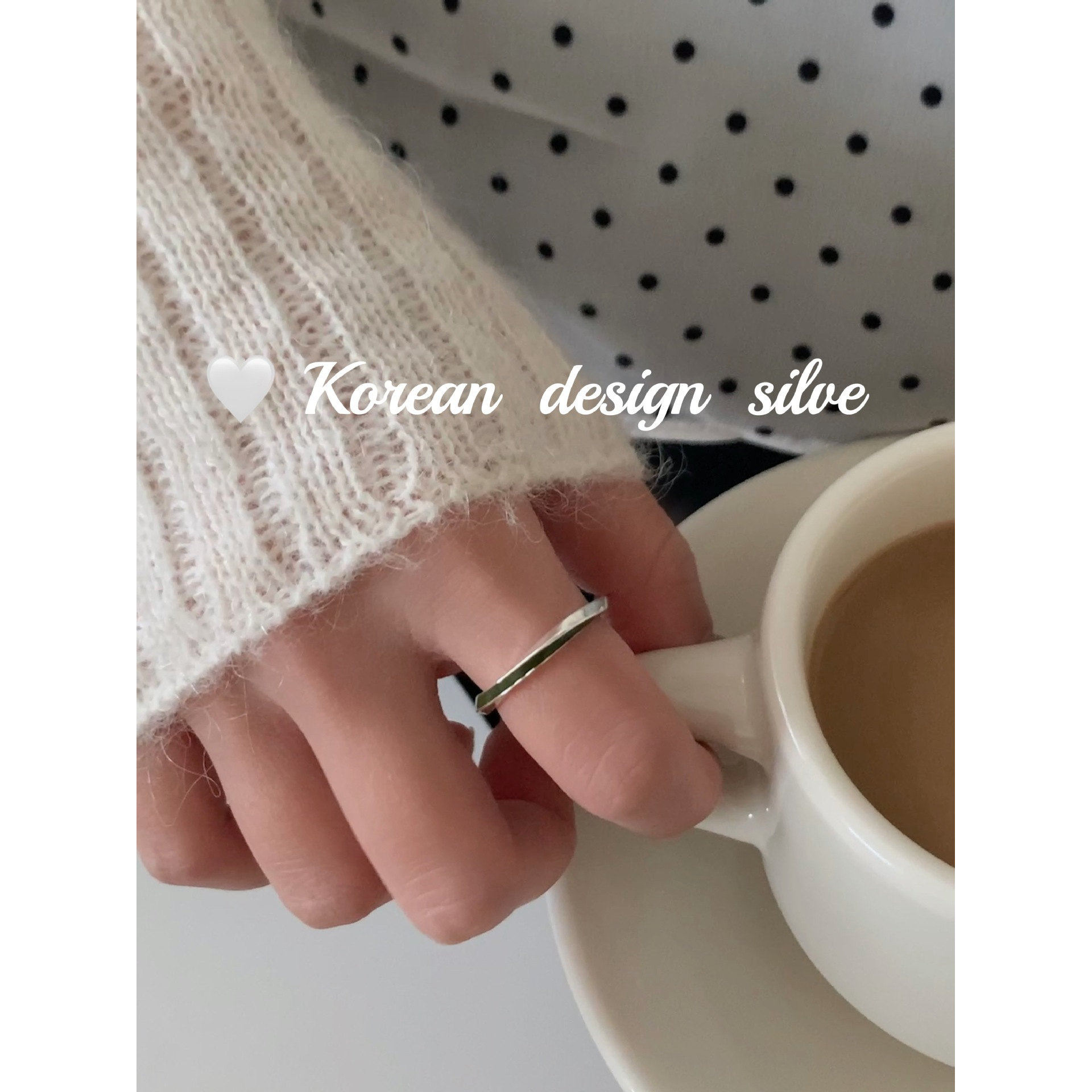 韩版简约风莫比乌斯素圈 S925纯银绿色滴釉不规则麻花戒指高级感