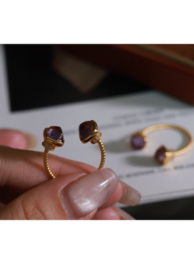 天然和田玉S925纯银镀金碧玉糖玉扭麻菱形小方糖戒指指环