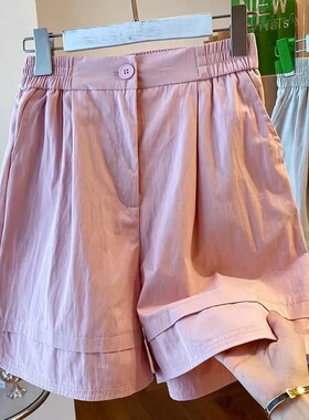 纯棉夏季新款慵懒透气潮流百搭舒服显瘦运动休闲阔腿五分短裤女潮