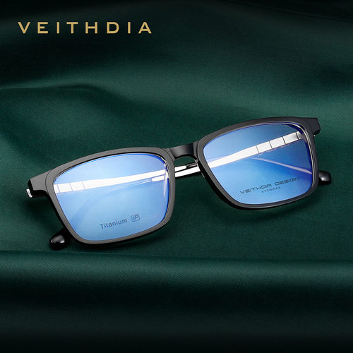 Veithdia/威斯．蒂亚 板材钛脚眼镜框架男士办公防蓝光可配近视镜