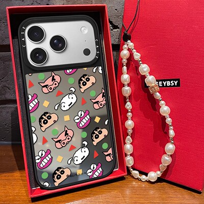 C家联名蜡笔小新头像贴纸适用苹果16promax保护套17pro硬壳iphone15可爱卡通13pro镜面MagSafe磁吸14亚克力