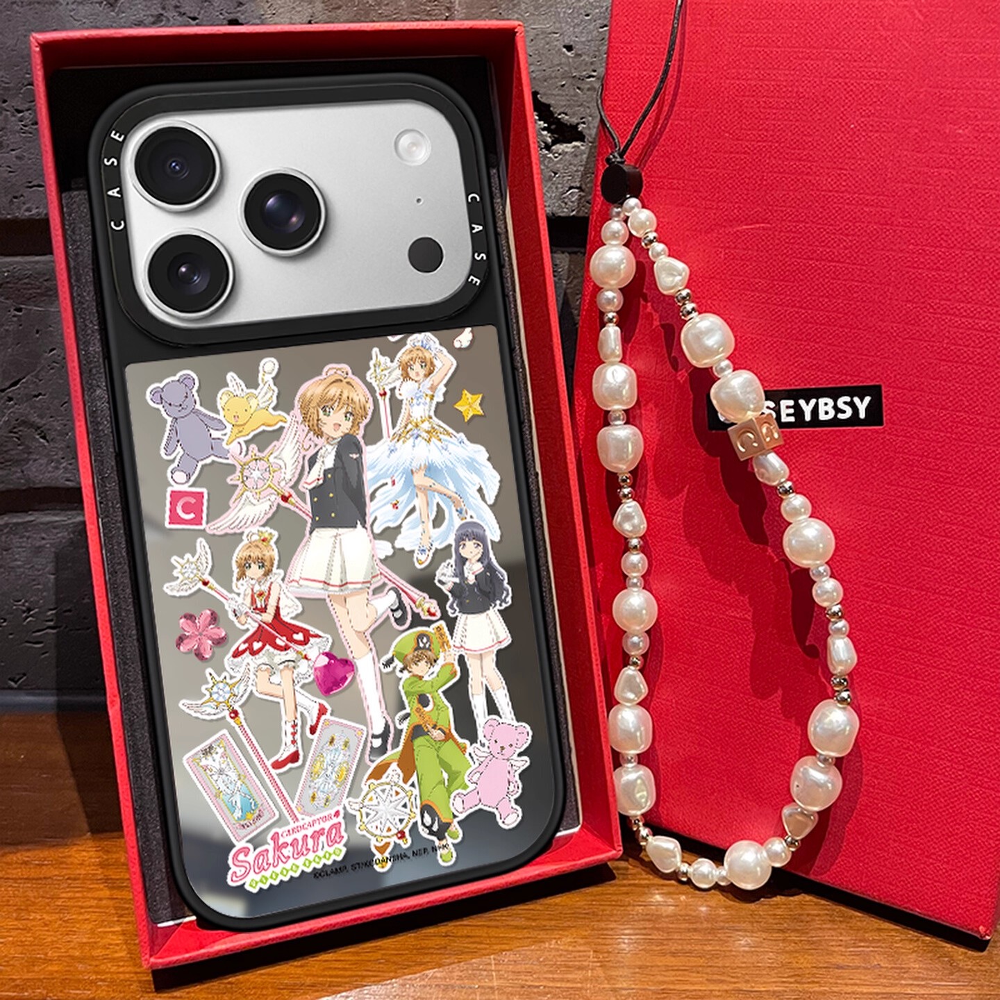 CASE联名小樱人物贴纸适用iphone17promax壳苹果16pro镜面17Air保护套15亚克力14/13小众12可爱卡通女款