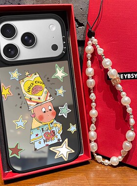 C家联名星星人发光倒扣帽子适用iphone17pro壳苹果16promax亚克力15pro镜面保护套14/13可爱卡通12男女