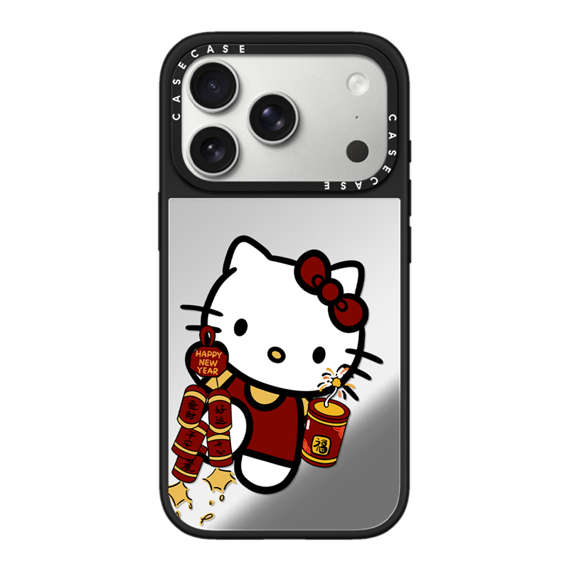 C家联名放鞭炮的Kitty猫适用苹果17promax手机保护壳iPhone16pro新年款15plus镜面MagSafe磁吸14pm趣味13可爱,3C数码配件,手机保护套/壳,淘宝优惠券,粉丝福利购,淘宝优惠卷