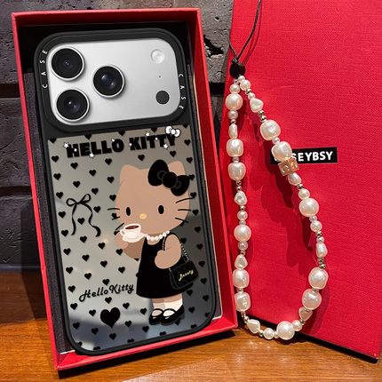 C家联名凯蒂猫波点咖啡适用苹果17promax手机壳iphone16pro保护套15全包防摔14/13pro镜面MagSafe磁吸12卡通