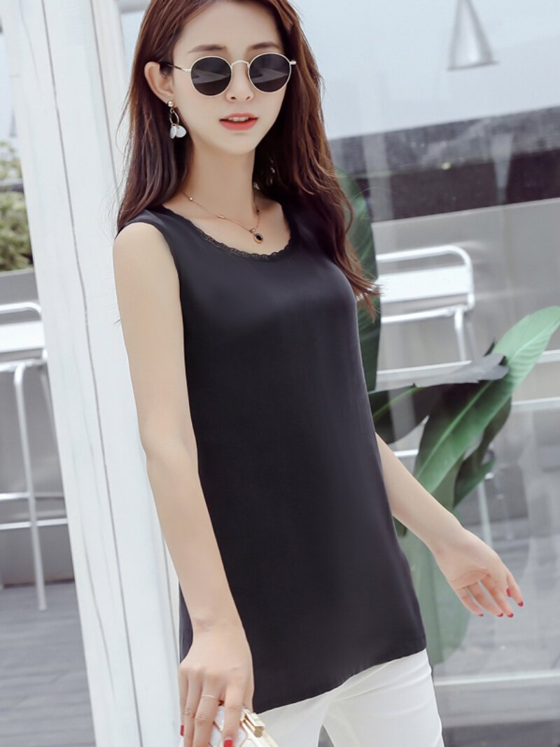 背心吊带女夏外穿宽松桑蚕丝无袖背心吊带