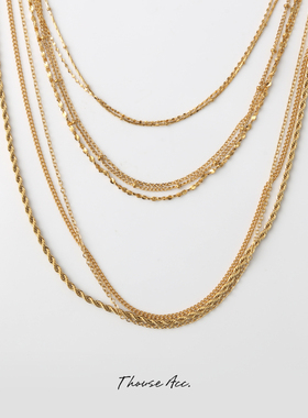 【裸链合集】星沙链麻花链间珠链123mm蛇骨链欧美ins叠戴镀金裸链